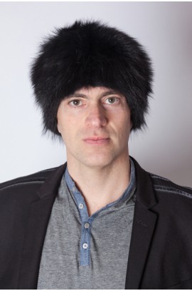 Black raccoon fur hat - unisex